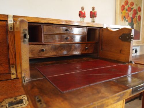 fig 1. Chest of drawers rare Military campaign secretaire chest Victorian Oak c1860