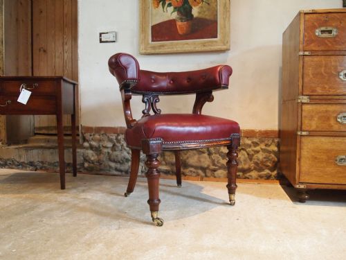 Chair Early Victorian Mahogany and Leather Desk or Library Chair C1840