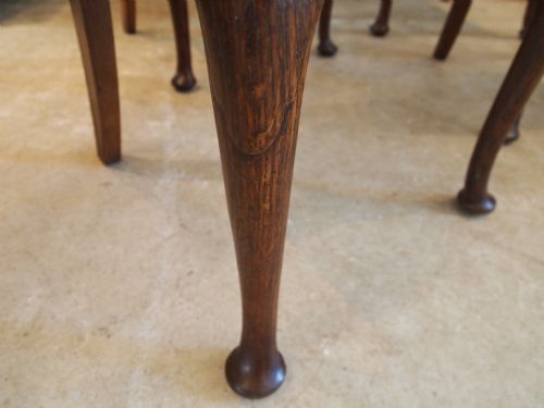 fig 2. Chairs set of six fine quality Edwardian Queen Anne Oak dining chairs c1910