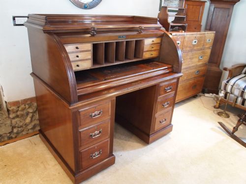 Desk Fine Quality Victorian Mahogany Cylinder Desk by Maple and Co London C1880