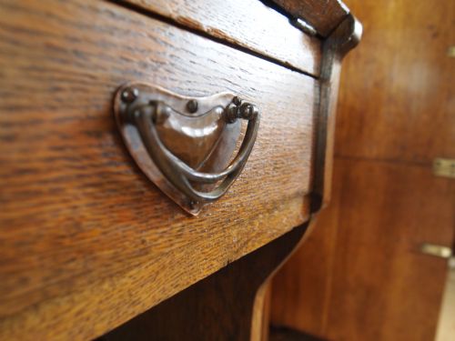 fig 2. Bureau Bookcase Liberty and Co Arts and Crafts 'The Moreton' Oak c1907