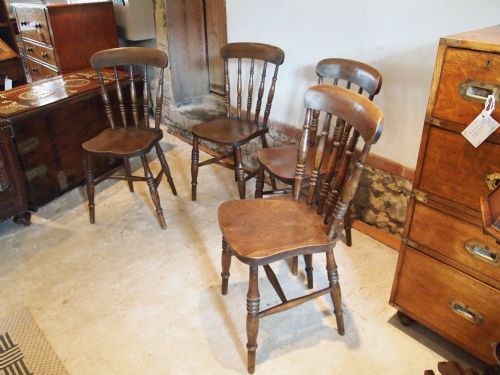 fig 2. Chairs set of four spindle back Victorian Beech and Elm kitchen Windsor c1890