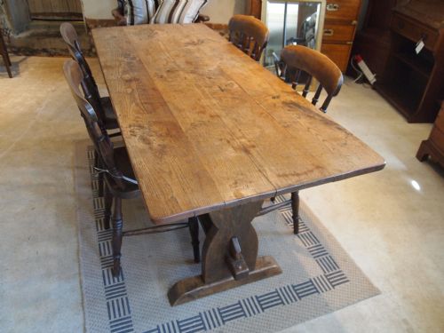Table English Oak Refectory Kitchen Dining Table C1920