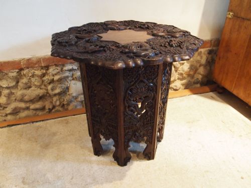 fig 1. Table exceptional 19th century Chinese carved lamp side table c1890