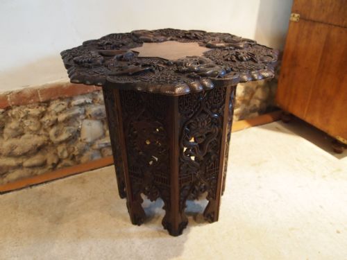 fig 2. Table exceptional 19th century Chinese carved lamp side table c1890