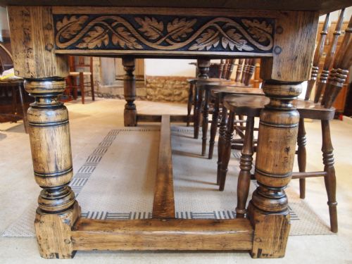 fig 1. Table beautiful Solid English carved Oak kitchen dining table seats 10 c1920