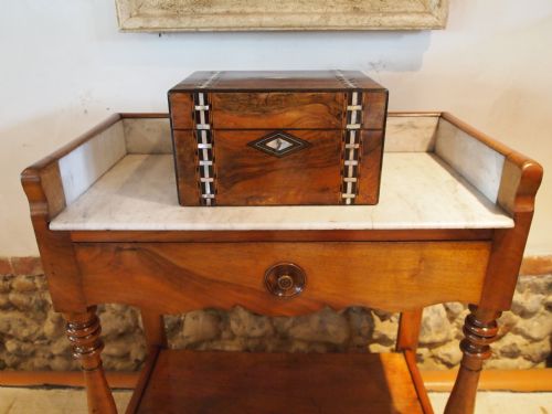 Box Victorian Gentlemen's Travelling Vanity Case Burr and Figured Walnut C1880