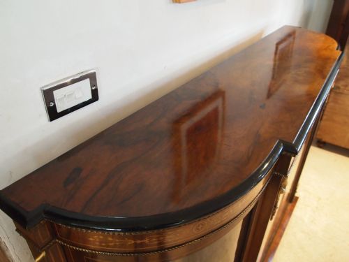 fig 1. Credenza sideboard display cabinet fine inlaid Victorian figured Walnut c1870