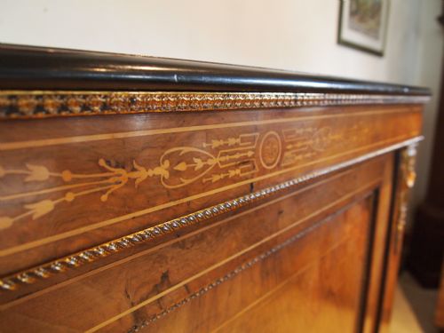 fig 3. Credenza sideboard display cabinet fine inlaid Victorian figured Walnut c1870