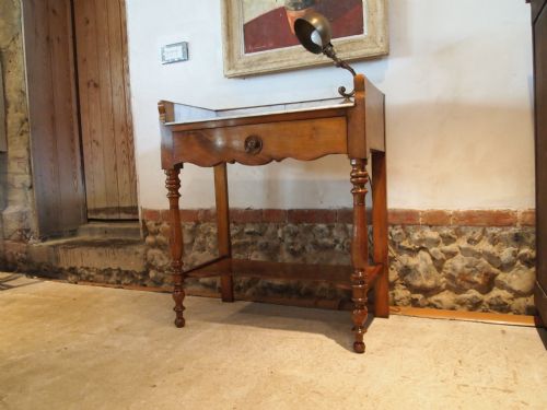fig 1. Table washstand Victorian period French figured Walnut and marble c1880