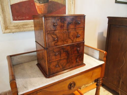 Chest of Drawers Victorian Figured Walnut Miniature Apprentice Chest C1880