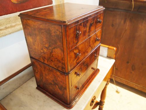 fig 3. Chest of drawers Victorian figured Walnut miniature apprentice chest c1880