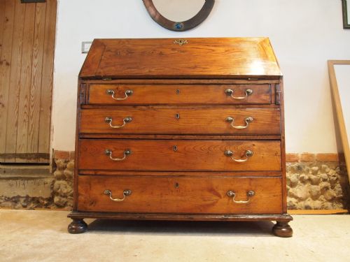 Bureau Desk Rare George III Solid Figured Elm Bureau C1770