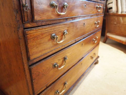 fig 3. Bureau desk rare George III solid figured Elm bureau c1770