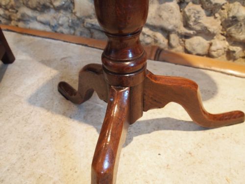 fig 1. Table rare figured solid Elm country wine side tilt top occasional table c1770