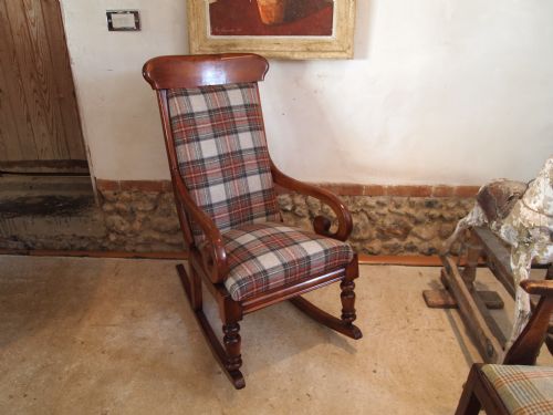 Chair Rocking Chair Victorian Mahogany Beautifully Re-upholstered C1870
