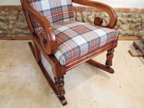 fig 1. Chair rocking chair Victorian Mahogany beautifully re-upholstered c1870