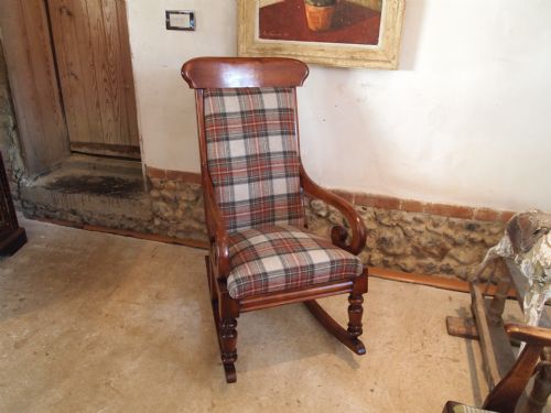 fig 2. Chair rocking chair Victorian Mahogany beautifully re-upholstered c1870
