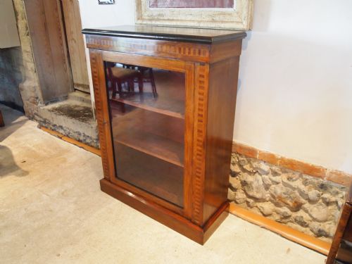 Cabinet Bookcase Display Victorian Walnut and Inlaid Pier Cabinet C1880