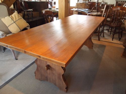 fig 1. Table solid Walnut refectory kitchen dining table seats 8 c1920