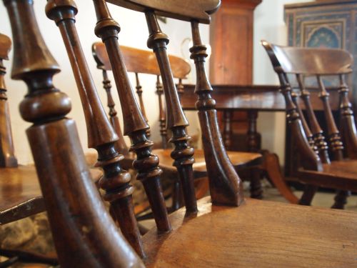 fig 1. Chairs six stunning Victorian kitchen Windsor roman spindle back Elm c1870