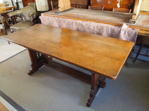 Table Arts and Crafts Gothic English Oak Refectory Dining Table C1890