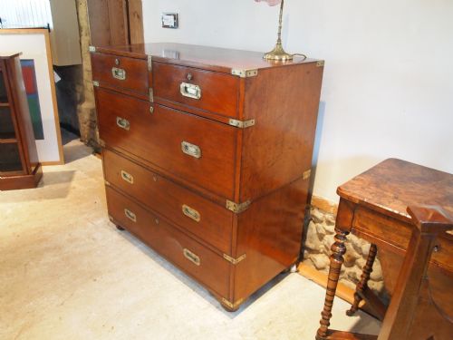 fig 2. Chest of drawers Victorian Mahogany military campaign chest c1860