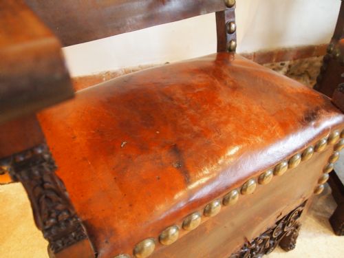 fig 3. Chairs Stunning pair of Italian Walnut Renaissance carved throne chairs c1850