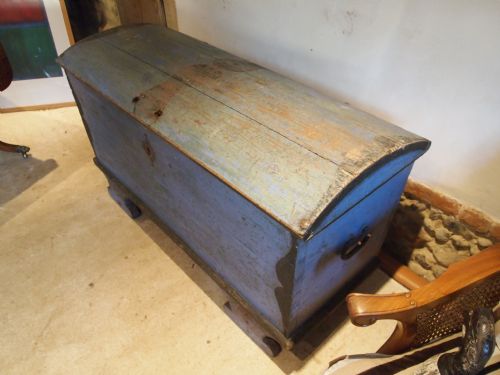 fig 1. Chest coffer trunk Marriage chest Swedish original paint c1800