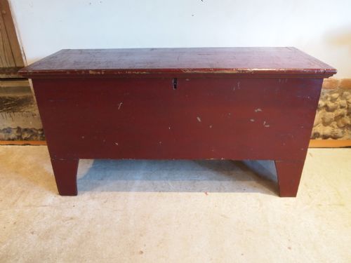 fig 1. Coffer blanket chest trunk George III Pine painted c1790