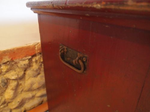 fig 2. Coffer blanket chest trunk George III Pine painted c1790