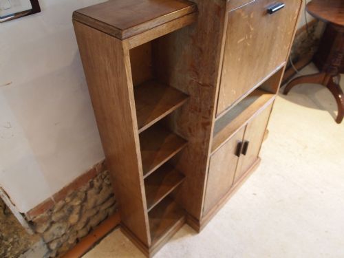 fig 3. Bureau Bookcase Oak Heals Cotswold style c1920