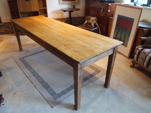 Table Edwardian Oak Refectory Farmhouse Dining Kitchen Table Seats 8 C1900