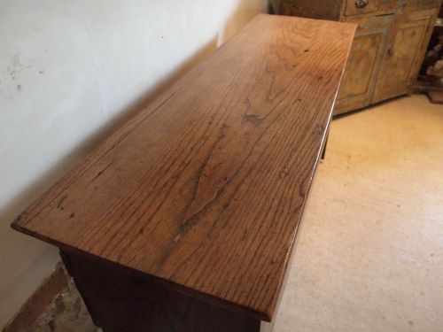 fig 1. Coffer rare George II full height traditional six plank Elm coffer c1750