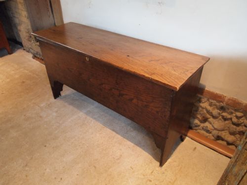 fig 2. Coffer rare George II full height traditional six plank Elm coffer c1750
