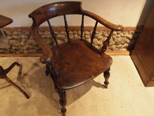 Chair Victorian Captains or Smokers Bow Windsor Desk Armchair Elm C1860