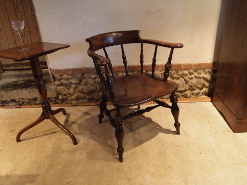 fig 1. Chair Victorian captains or smokers bow Windsor desk armchair Elm c1860
