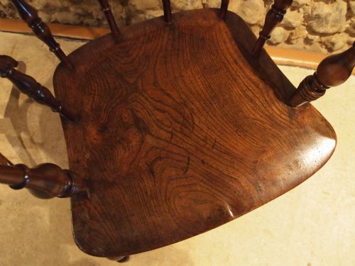 fig 2. Chair Victorian captains or smokers bow Windsor desk armchair Elm c1860