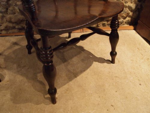 fig 3. Chair Victorian captains or smokers bow Windsor desk armchair Elm c1860