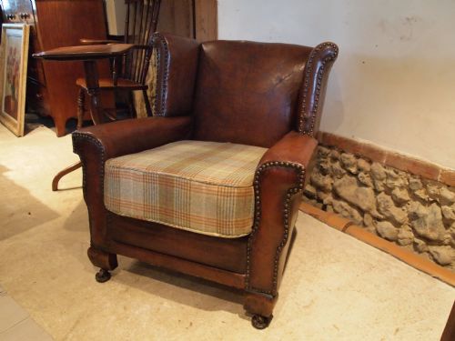 Chair Edwardian Leather Club Armchair C1900