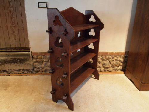 Bookcase Arts and Crafts Oak Gothic Revival Pugin Influence C1900