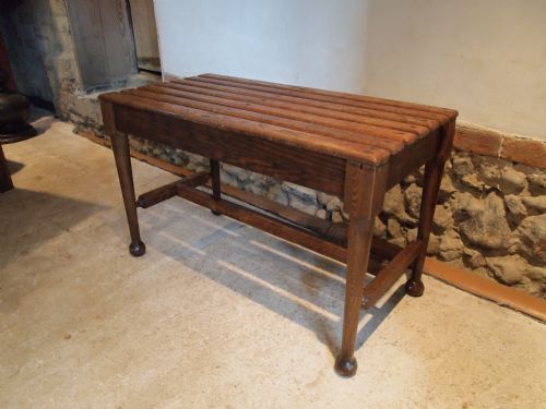 fig 1. Table window seat luggage rack Edwardian Oak from a train station c1910
