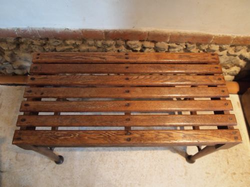 fig 2. Table window seat luggage rack Edwardian Oak from a train station c1910