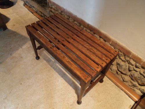 fig 3. Table window seat luggage rack Edwardian Oak from a train station c1910