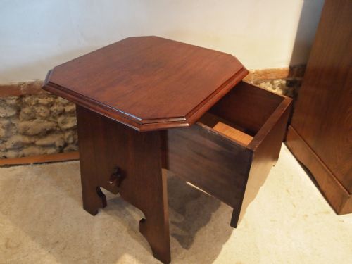 fig 1. Table fine quality Arts and Crafts solid Walnut table with drawer c1900