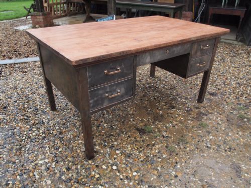 Desk Industrial Steel Desk Burnished C1930