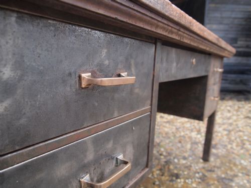 fig 1. Desk industrial steel desk burnished c1930