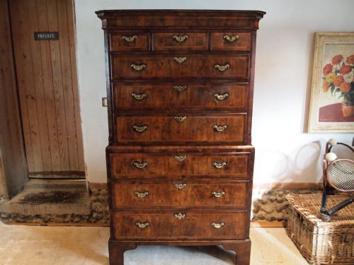Chest of Drawers Small George II Walnut Chest on Chest Original Brasses C1730