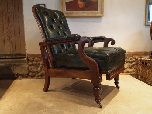 Chair Rare William IV Reclining Leather Armchair Fine Quality C1830