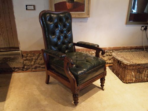 fig 1. Chair rare William IV reclining leather armchair fine quality c1830